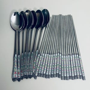 Korean Traditional Cutlery Stainless Steel Spoon & Chopstick Sets, Stainless Steel Chopstick Sets, Metal Chopsticks, Korean Sujeo