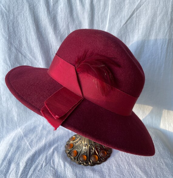 Lovely Bird Wool Brim Hat Burgundy Women’s Small Preloved Lovely Bird Wool Brim Hat Burgundy Women main image 3