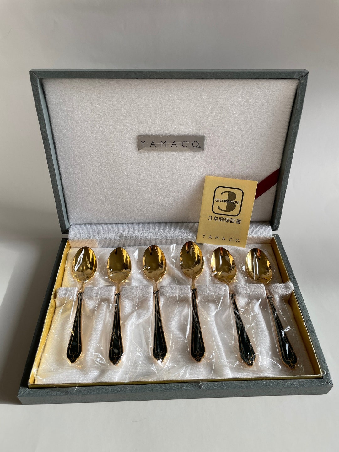 Vintage YAMACO Japan Floral Pattern Coffee Spoon Gift Set, YAMACO