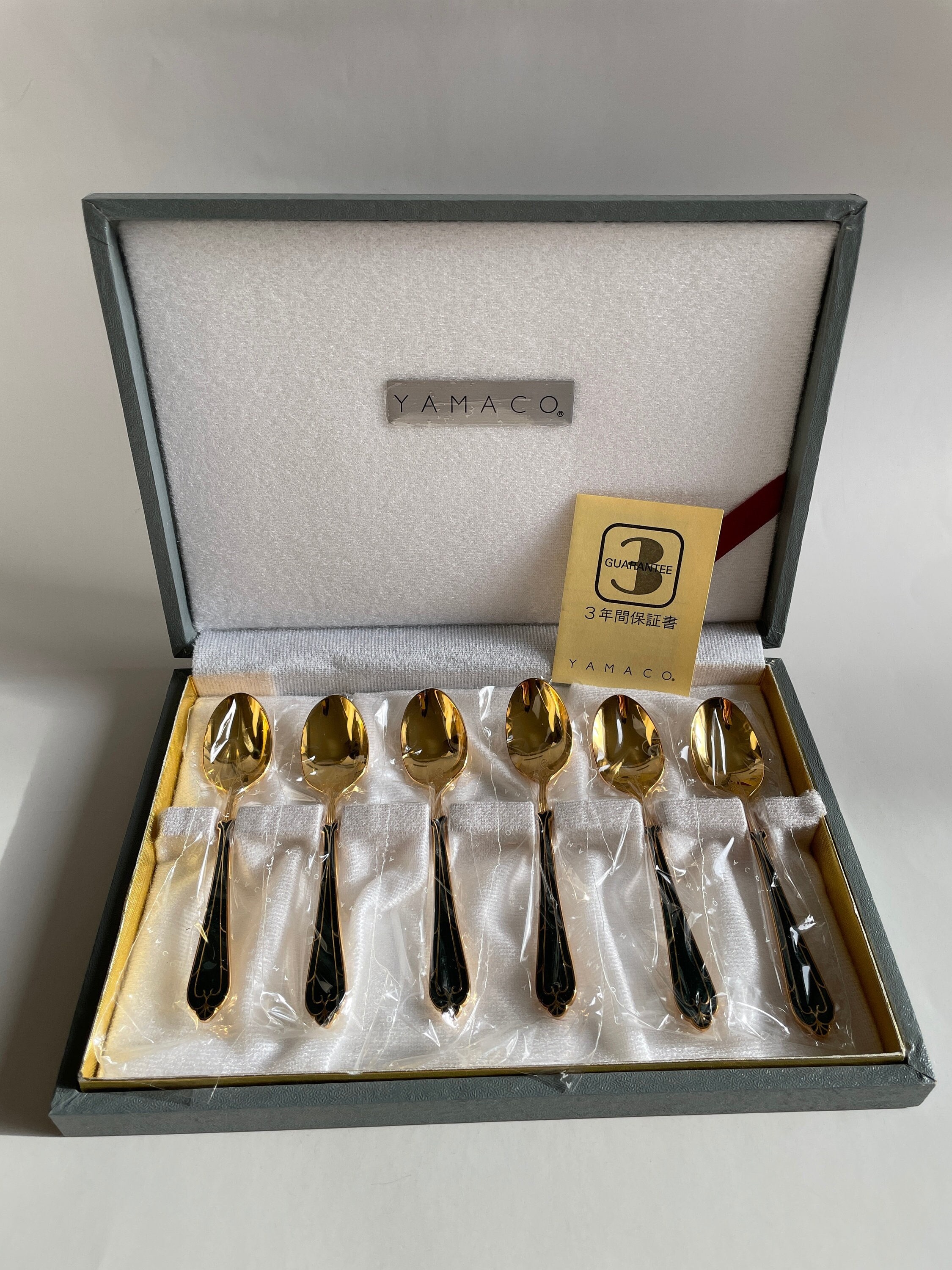 Vintage YAMACO Japan Floral Pattern Coffee Spoon Gift Set, YAMACO