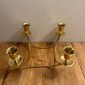 Vintage Brass Quartet 4 Heads Candelabra, Vintage Candlestick Holder Centerpiece, MCM Gold Candelabra, Gold Quartet 4 Arms Candelabra