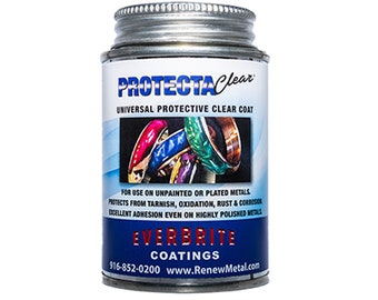 ProtectaClear 4 oz- Anti-Tarnish Clear Coating for Brass, Copper, Silver & more. Make jewelry hypoallergenic. Skin Safe – No More Polishing.