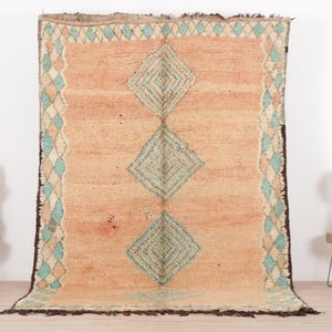 Peach Moroccan rug, Vintage Boujaad rug 6x10 FT, Morrocan rug 6.3x10 FT, Living room  rug, Funky rug, Teppich
