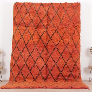 Vintage Moroccan rug, Orange Boujaad rug 6x10 ft, Morrocan rug 5.9x10.2 ft, Living room rug, Berber rug, Handknotted rug, Teppich