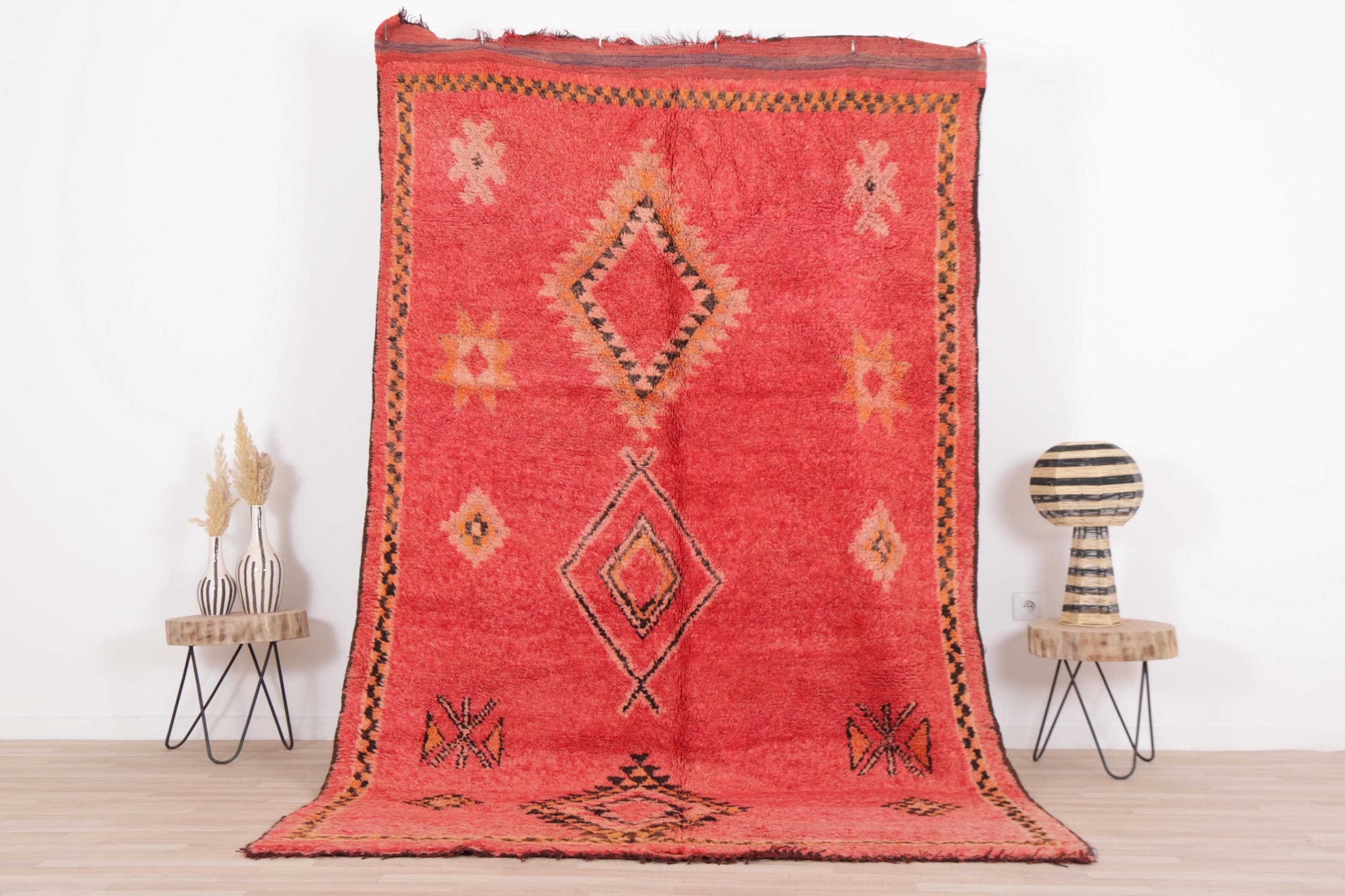 Vintage Moroccan rug, Red Boujaad rug 5x9 ft, Morrocan rug 5.4x9.3 ft, Living room rug, Berber rug, Handknotted rug, Teppich