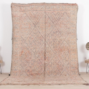 Vintage Moroccan rug, Peach Benimguild rug 6x10 ft, Morrocan rug 6.3x9.8 ft, Living room rug, Berber rug, Handknotted rug, Teppich