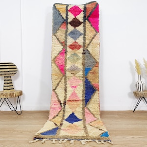 Vintage runner rug, Moroccan runner rug, Colorful Moroccan rug, Hallway runner rug 2.1x9.1 ft, Morrocan runner rug 2x9 FT