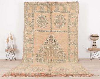 Vintage Moroccan rug, Peach Boujaad rug 6x12 ft, Morrocan rug 5.8x12 ft, Living room rug, Berber rug, Handknotted rug, Teppich