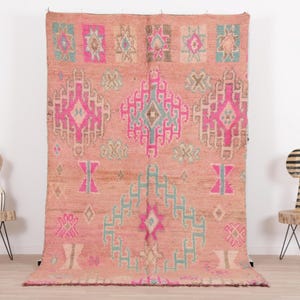 Vintage Moroccan rug, Peach Boujaad rug 5x9 ft, Morrocan rug 5x8.7 ft, Living room rug, Berber rug, Handknotted rug, Teppich