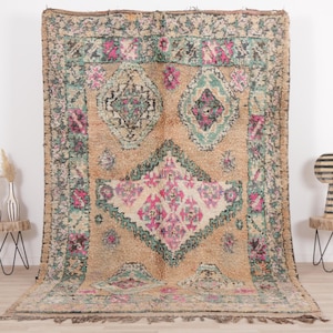Peach Moroccan rug, Vintage Boujaad rug 6x10 FT, Morrocan rug 6.1x9.9 FT, Living room  rug, Funky rug, Teppich