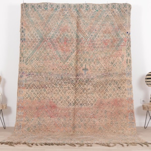 Vintage Moroccan rug, Peach Benimguild rug 6x9 ft, Morrocan rug 6x9.1 ft, Living room rug, Berber rug, Handknotted rug, Teppich