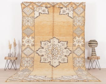 Vintage Moroccan rug, Yellow Boujaad rug 6x12 ft, Morrocan rug 6.2x11.8 ft, Living room rug, Berber rug, Handknotted rug, Teppich