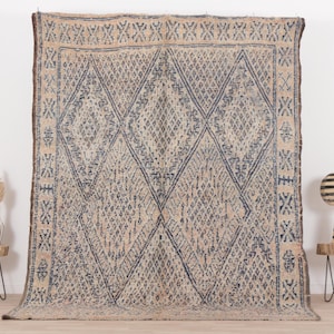 Vintage Moroccan rug, Peach Benimguild rug 7x9 ft, Morrocan rug 6.6x8.8 ft, Living room rug, Berber rug, Handknotted rug, Teppich