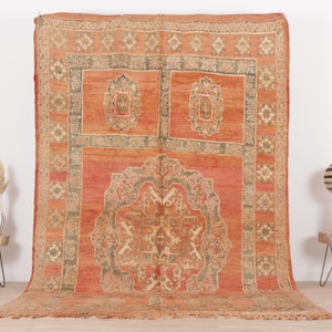 Vintage Moroccan rug, Orange Boujaad rug 6x10 ft, Morrocan rug 6.5x10.4 ft, Living room rug, Berber rug, Handknotted rug, Teppich