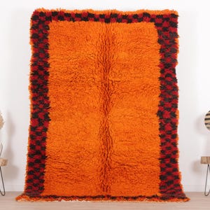 Vintage Moroccan rug, Orange Boujaad rug 5x8 ft, Morrocan rug 5.5x7.9 ft, Living room rug, Berber rug, Handknotted rug, Teppich