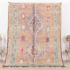 Vintage Moroccan rug, Peach Boujaad rug 6x9 ft, Morrocan rug 6.1x8.6 ft, Living room rug, Berber rug, Handknotted rug, Teppich