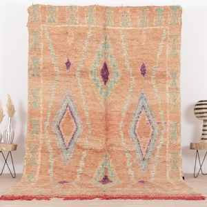 Peach Moroccan rug, Vintage Boujaad rug 6x10 FT, Morrocan rug 6x10.2 FT, Living room  rug, Funky rug, Teppich