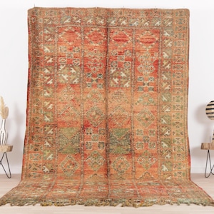 Orange Moroccan rug, Vintage Boujaad rug 6x12 FT, Morrocan rug 6x11.8 FT, Living room  rug, Funky rug, Teppich