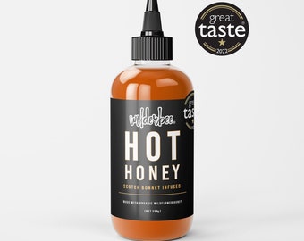 WilderBee Hot Honey | Made in UK | Bee-Friendly, Organic Wildflower Honey infused with sustainably grown Scotch Bonnet Chillies