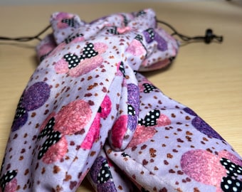 8-9 year old purple/ pink sparkly minny long warm mittens