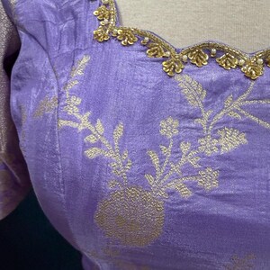Gorgeous Tissue Half saree/Lang Voni with Maggam work blouse and a grand tissue dupatta size 36 for teens wedding half saree function image 5