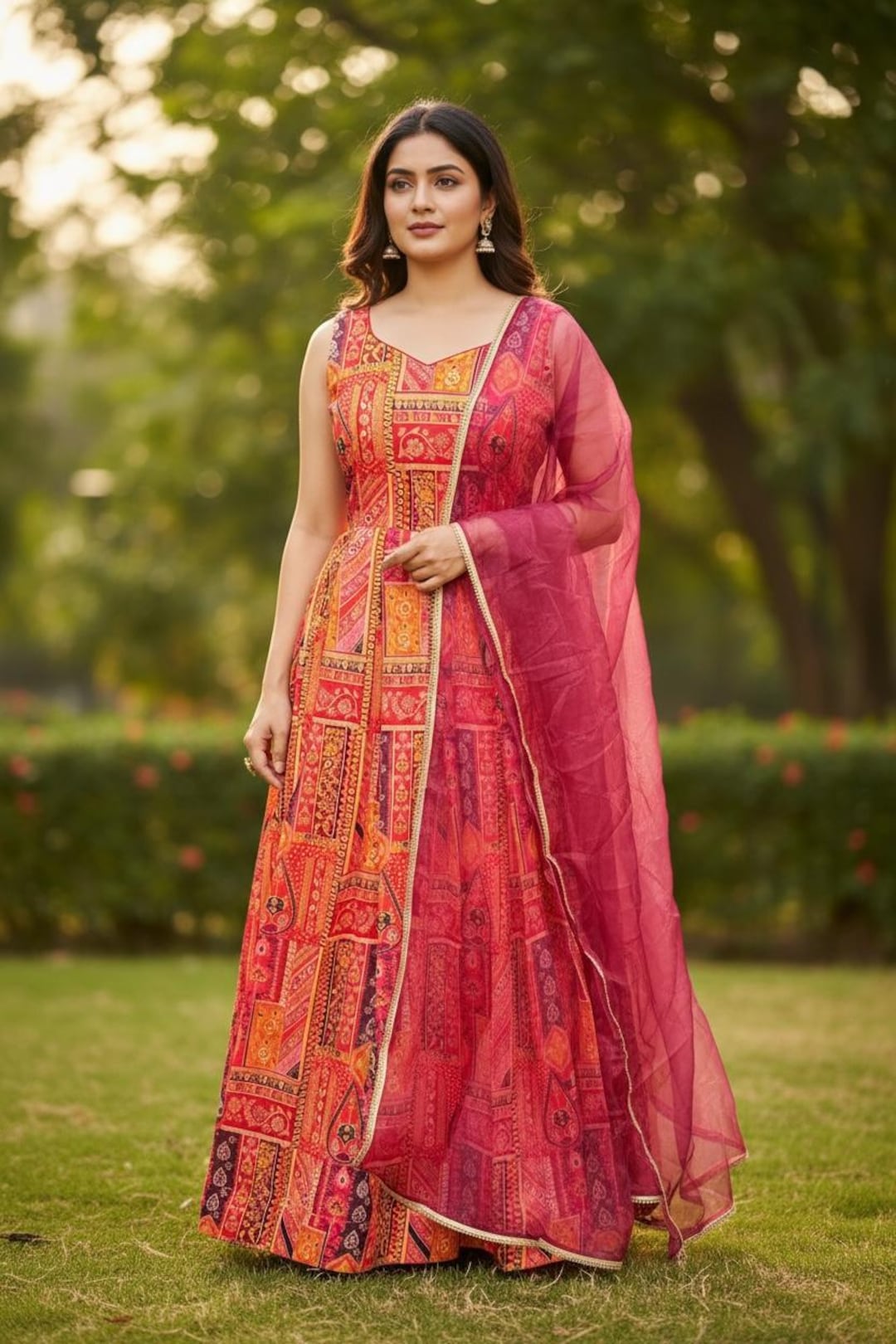 Beautiful Silk Anarkali Gown Model One Partywear Long Gown for Girls Size 38 Medium Ready to Ship