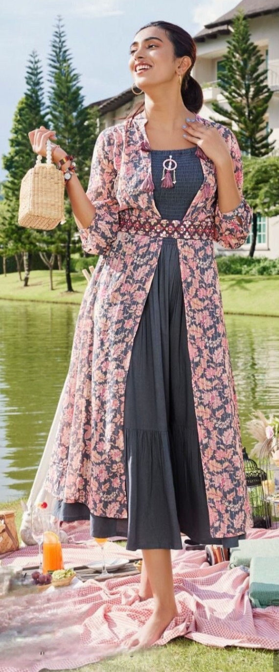 open lace back dress Grey and Wonderful - Long Dress with Embroidered Short Jacket main image 1