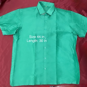 Teal green raw silk mens shirt temple dress function dress for men ready to ship