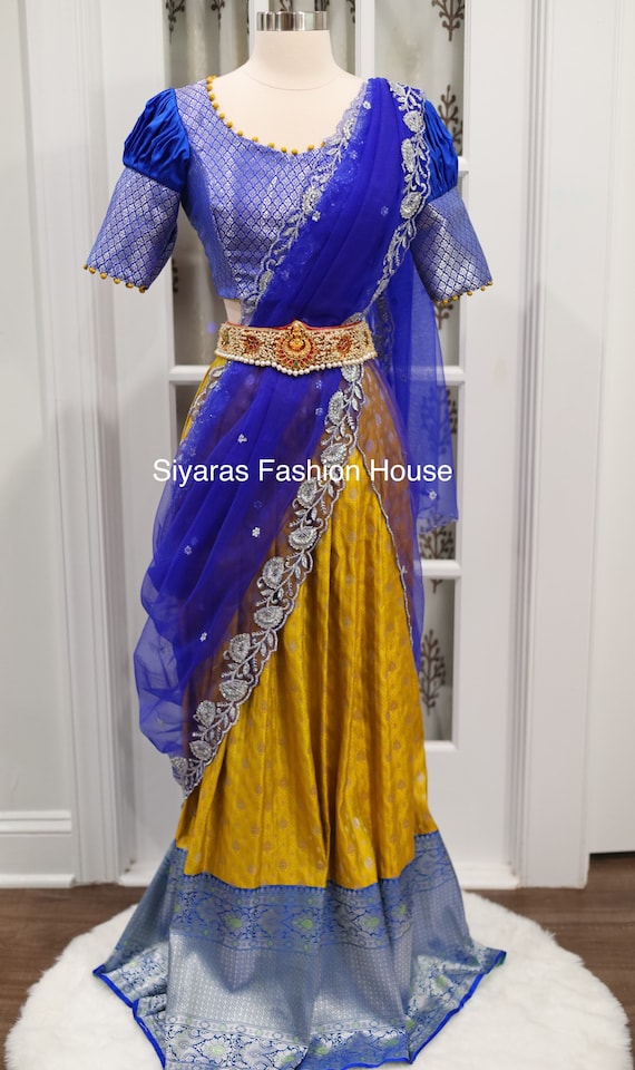 Pin by Kesava Yalavarthi on blouse | Half saree, Lehenga saree design, Half  saree lehenga