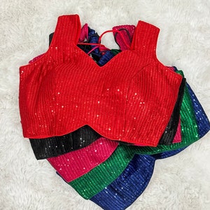Pretty  party wear sequin blouse in trendy design with tassels | saree blouse | trendy croptop ready  to ship
