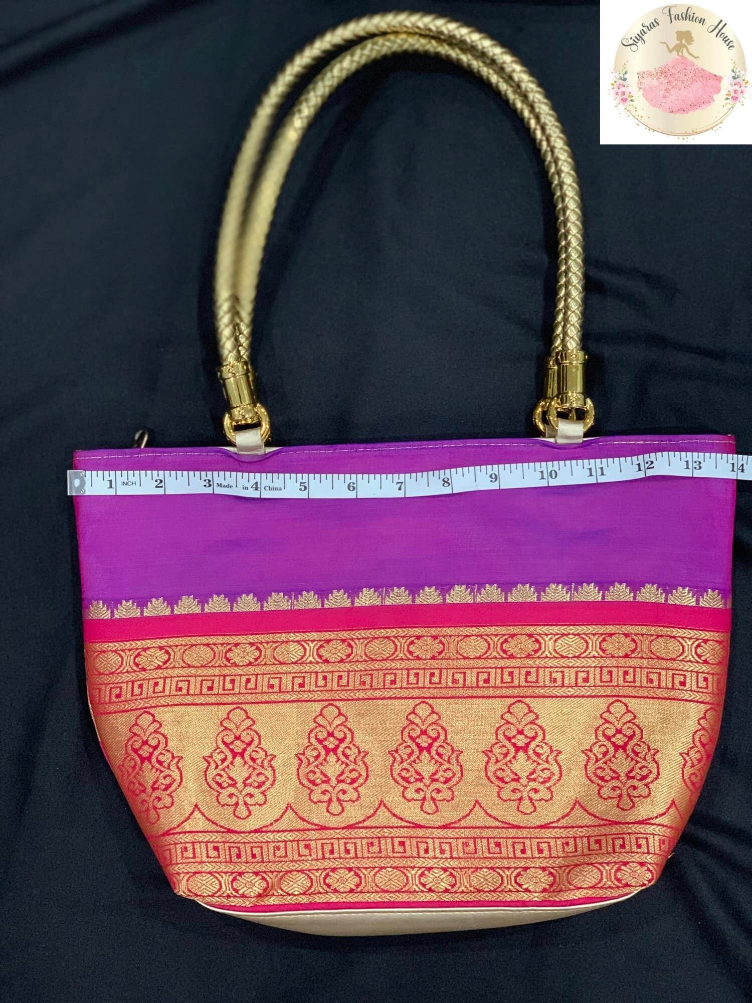 Paithani Semi Silk Hand Bag 14 X 12 Inch With Front and Back Different Design Great for Functions Gifting Purpose Traditional Itemrd2ship Etsy Sweden