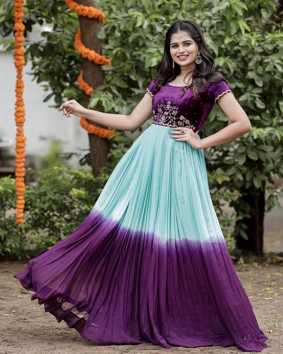 Stunning Pure Velvet Georgette Grand Partywear Dress in - Etsy Singapore