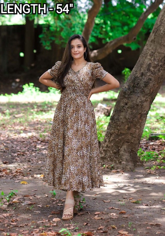 Chiffon Maxi Gown | Cheetah Print Evening Dress - Etsy UK