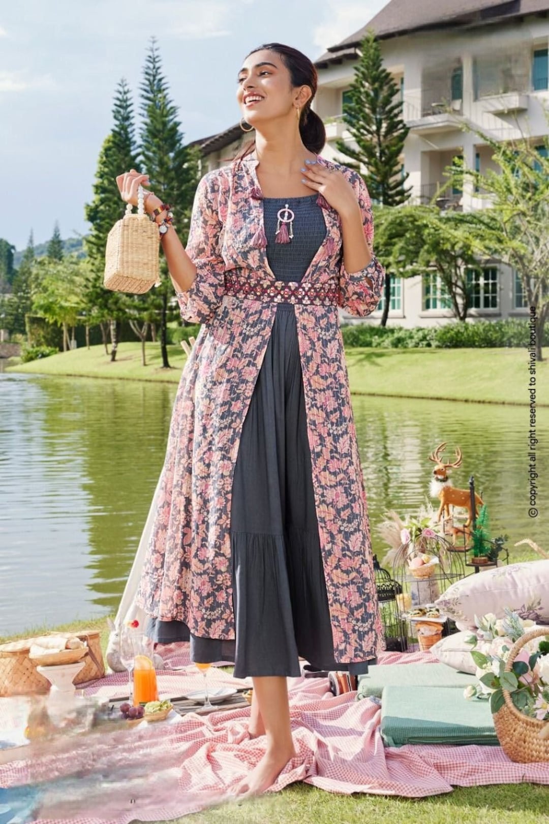 ladies georgette dress Trendy with sequence gown with jacket and belt Partywear georgette fabric dress designs