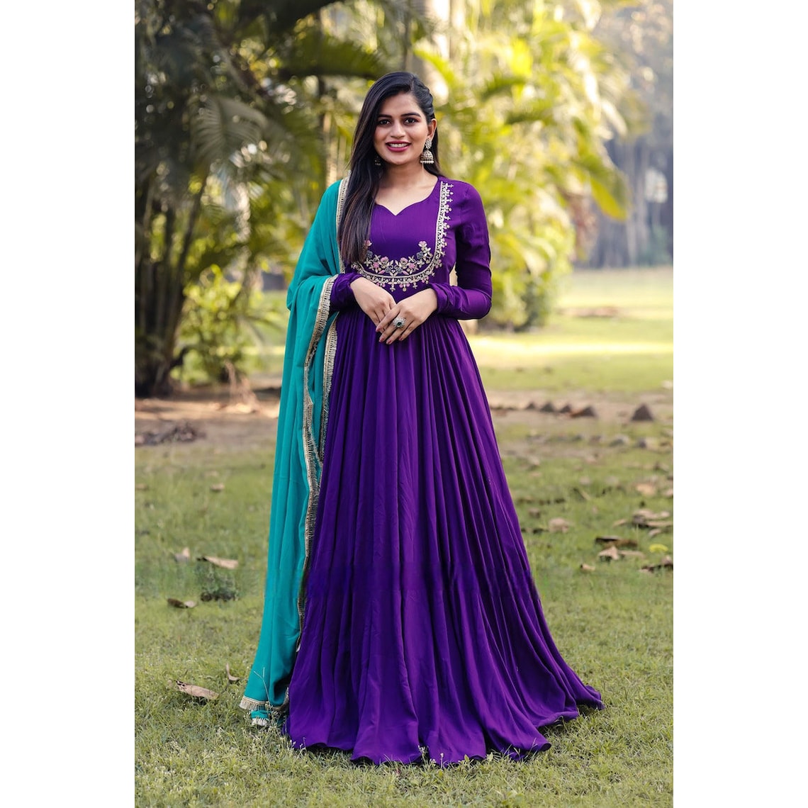 Dotted Georgette Maxi Dress Purple Flowerfield