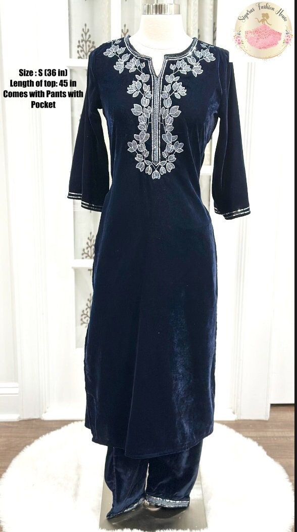 Embroidered VELVET KURTI NIGHT SUITS, Semi-Stretchable at Rs 1195/piece in  Ludhiana