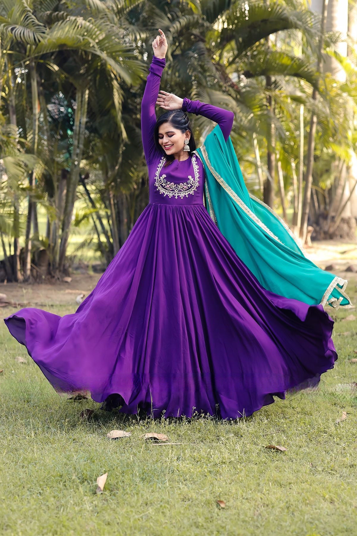 Georgette Dress with a Plain Tulle Panel main image 1