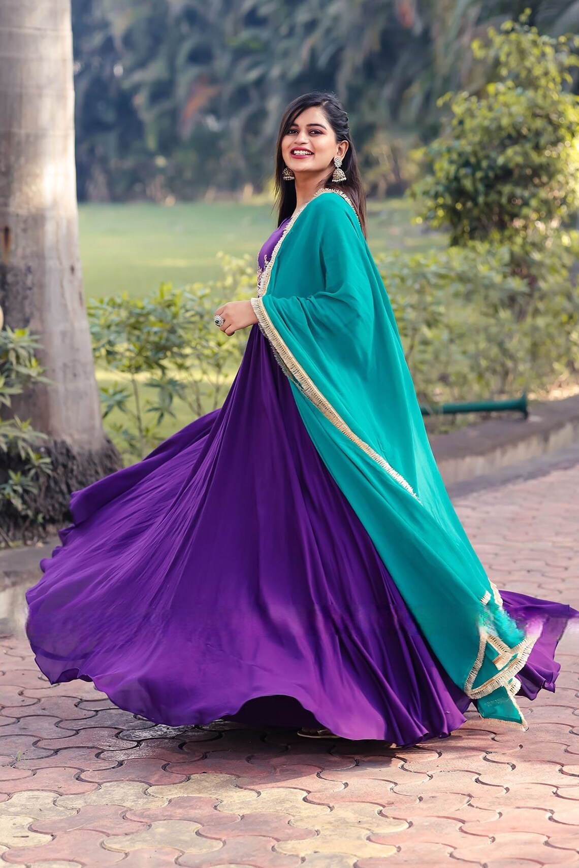 Leonora Dress Blue Fleur Georgette main image 1