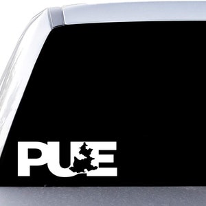 Puebla ‘PUE’, Estado de México, calcomanía de vinilo troquelada única para ventana: calcomanía para automóvil, funda para computadora portátil, accesorio de viaje, Estado de México