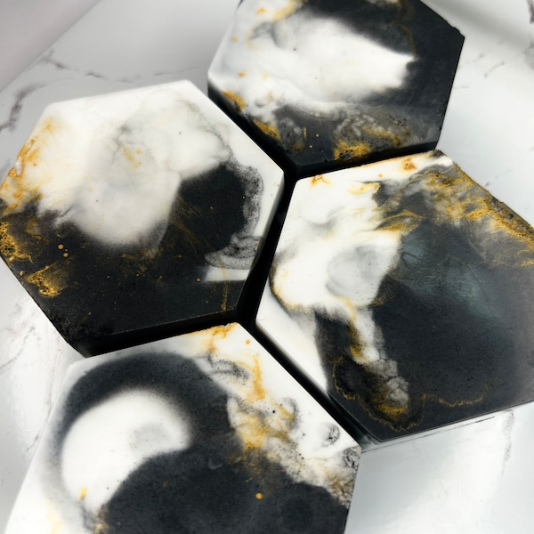 Hexagon Soap | Marble Soap | Geometric | Honeycomb | Gold |