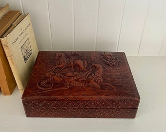 Vintage Wooden Leather Cigar Box / Chest - Vintage Home Decor