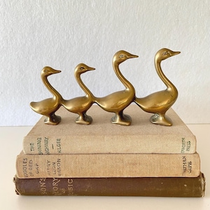 Vintage Brass Geese Family  (see description) - Vintage Home Decor