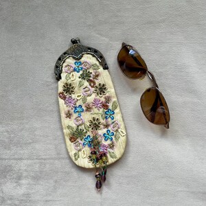 Vintage Hand Beaded and Embroidered Eye Glasses Case (see description) - Vintage Bags