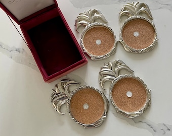 Vintage Silver Plated Pineapple Coasters - Vintage Home Decor