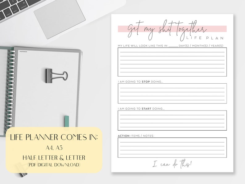 Get My Shit Together Funny Printable Life Planner Printable Planner A4 ...