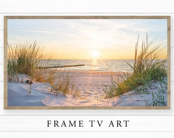 Arte de TV com moldura de praia | Arte de TV com moldura Samsung | Arte na grama da praia | Arte Costeira Para Tv | A arte da TV do quadro | Arte Digital para TV | Paisagem Costeira