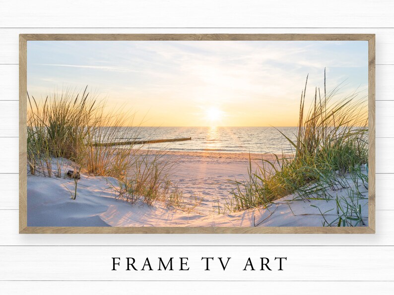 Beach Frame Tv Art | Samsung Frame Tv Art | Beach Grass Art | Coastal Art For Tv | The Frame Tv Art | Digital Art for Tv | Coastal Landscape image 1