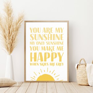 You Are My Sunshine My Only Sunshine Printable Wall Art | Digital Print | Nursery Wall Art | Nursery Prints | DIGITAL DOWNLOAD