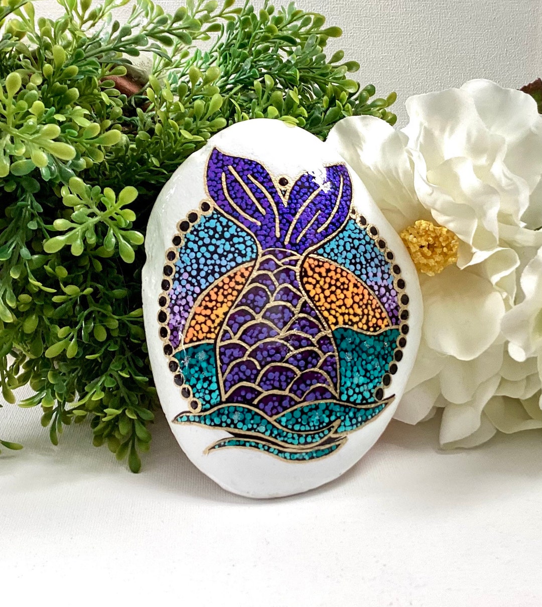 Dotted Mermaid Tail Hand Painted Rock Hand Painted Gift Etsy Dotted Mermaid Tail Hand Painted Rock Hand Painted Gift Etsy