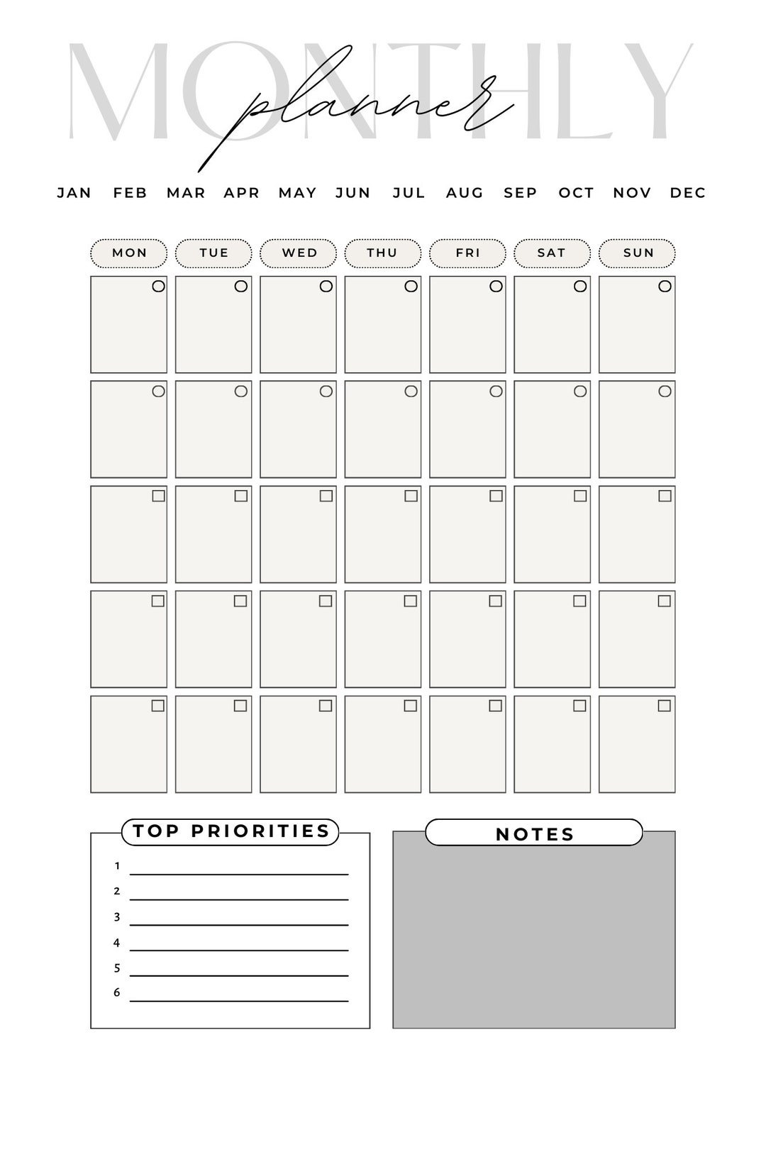 Printable weekly and monthly planner pages etsy